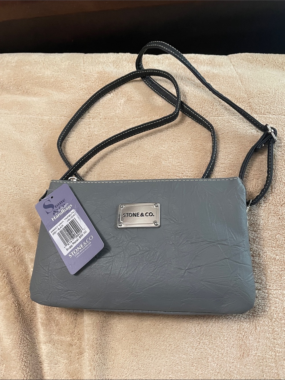 Stone & Co.  Gray Crossbody  with Silver Hardware